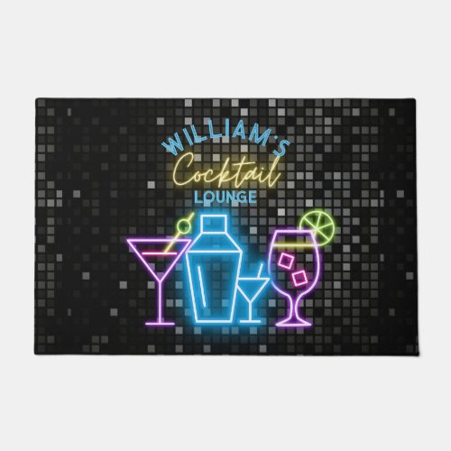 Neon Look Retro Cocktail Lounge Bar  Doormat