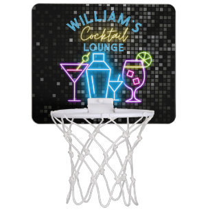 Neon Look Retro Cocktail Lounge Bar  Mini Basketball Hoop