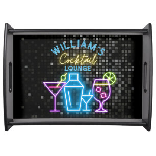 Neon Look Retro Cocktail Lounge Bar Serving Tray