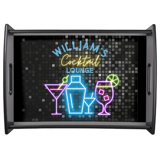 Neon Look Retro Cocktail Lounge Bar  Serving Tray (Front)