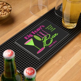 Neon Look Tiki Bar Sign Bar Mat