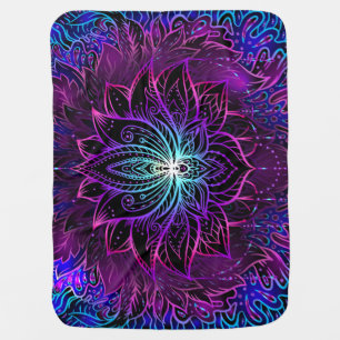Neon Lotus Flower Boho Print Baby Blanket