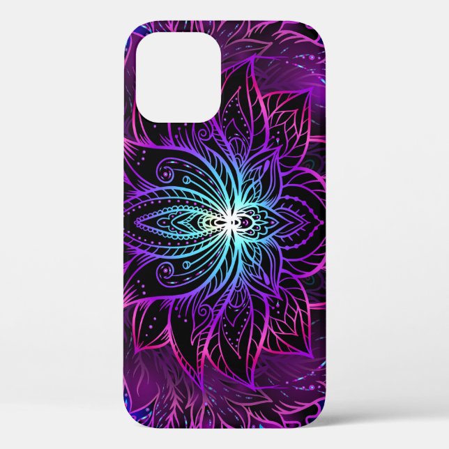 Neon Lotus Flower Boho Print Case-Mate iPhone Case (Back)