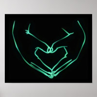 Neon Love Hand Heart Line Art Drawing Cute Modern