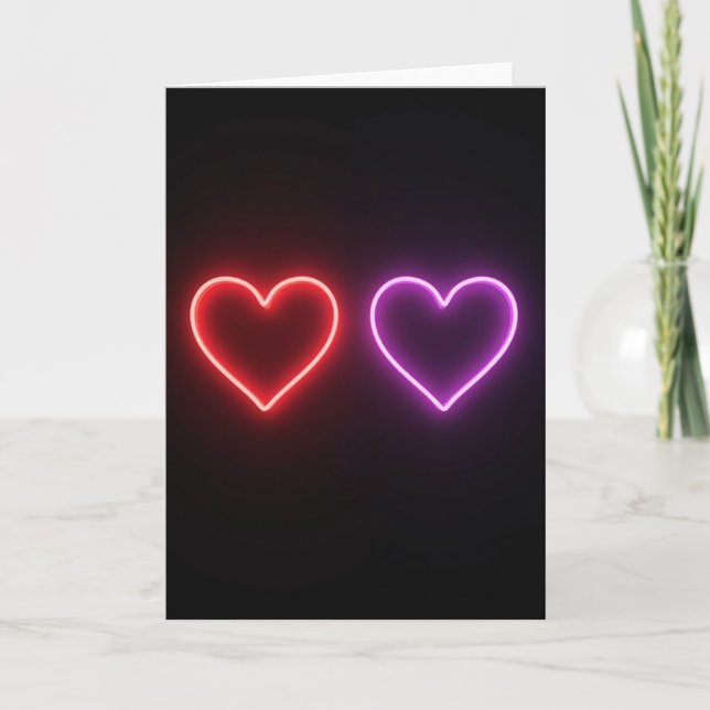 Neon Love Hearts Card (Front)