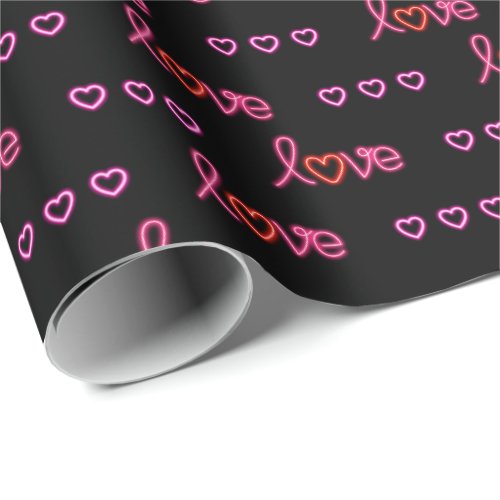 Neon Love  Hearts Wrapping Paper
