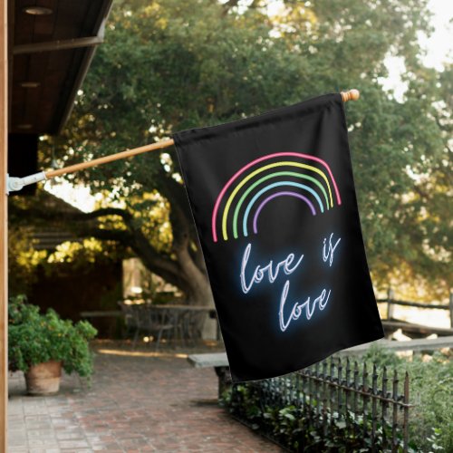 Neon Love Is Love Rainbow   House Flag