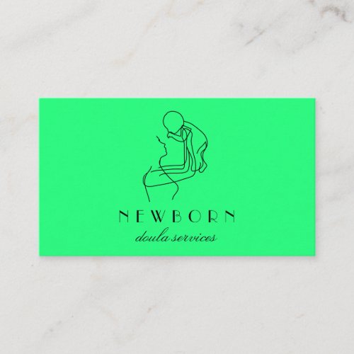 Neon Love Nurture Design Featuring Woman Baby Business Card
