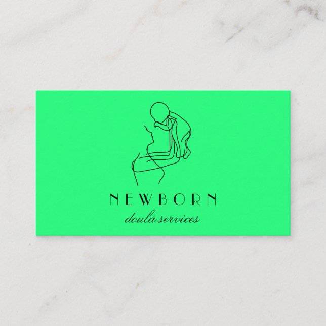 Neon Love Nurture Design Featuring Woman Baby Business Card (Front)