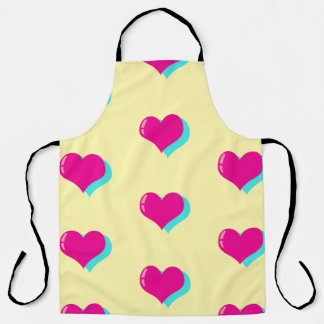 Neon Love Retro Vaporwave Hearts Fun Apron