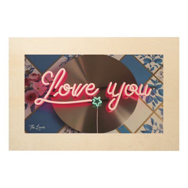 Neon Love Sign on Floral and Geometric Background (Front)