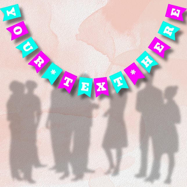 Neon Magenta and Turquoise Solid Color | Custom Bunting Flags (Creator Uploaded)