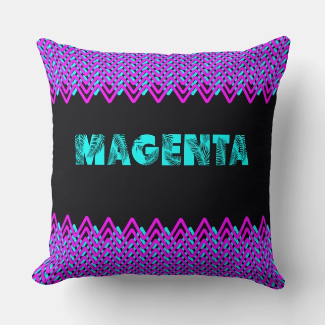 Neon Magenta Chevron Throw Pillow (Front)