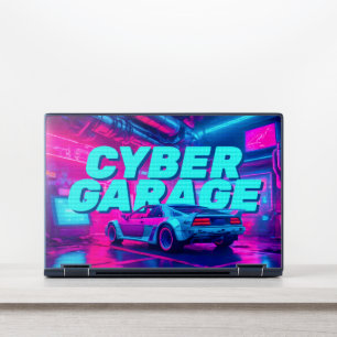 Neon Magenta Cyan Cyberpunk Car Garage HP Laptop Skin
