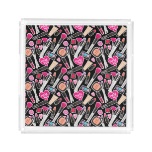 Neon Makeup Pattern Acrylic Tray