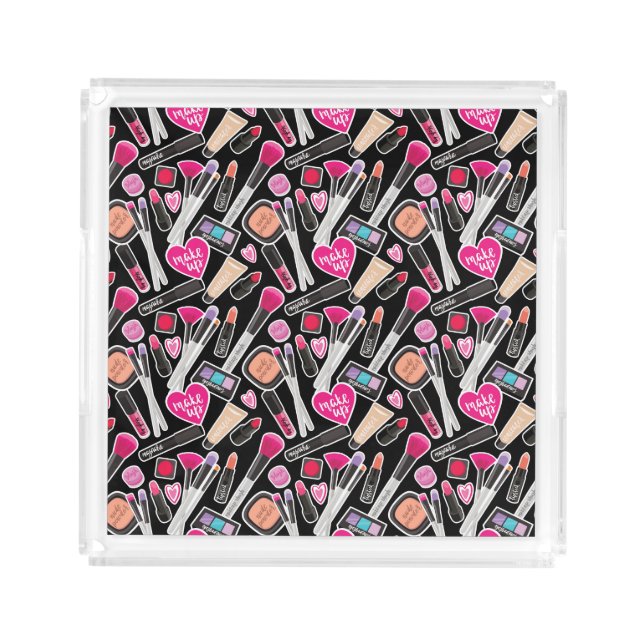 Neon Makeup Pattern Acrylic Tray (Front)