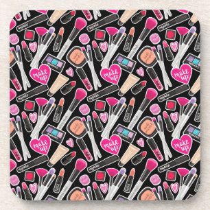 Neon Makeup Pattern Beverage Coaster