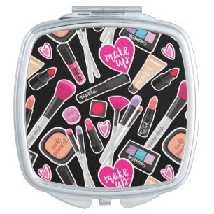 Neon Makeup Pattern Compact Mirror