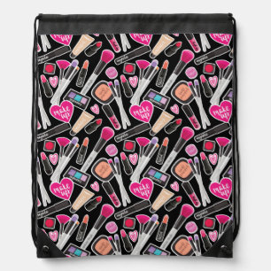 Neon Makeup Pattern Drawstring Bag