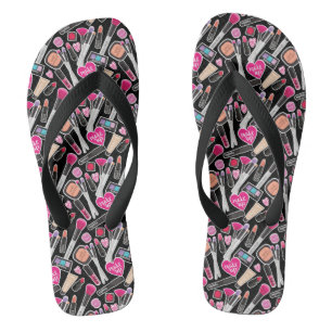 Neon Makeup Pattern Flip Flops