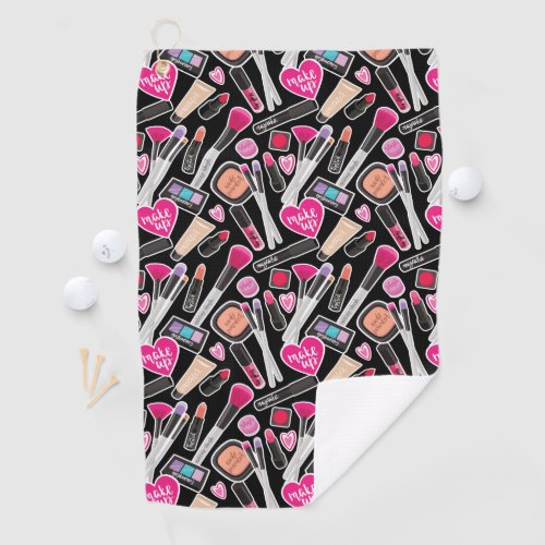 Neon Makeup Pattern Golf Towel