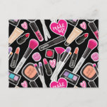 Neon Makeup Pattern Holiday Postcard