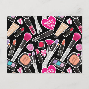 Neon Makeup Pattern Holiday Postcard