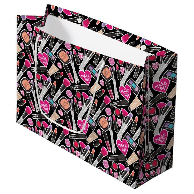 Neon Makeup Pattern Large Gift Bag (Front Angled)