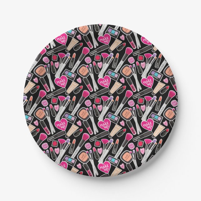Neon Makeup Pattern Paper Plates (Front)