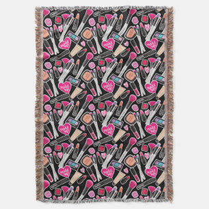 Neon Makeup Pattern Throw Blanket