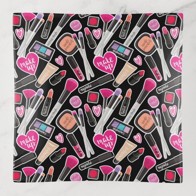 Neon Makeup Pattern Trinket Tray (Front)