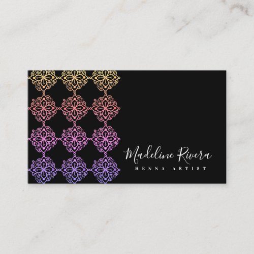 Neon Mandala Henna Artist Yoga Macrame  Business Card