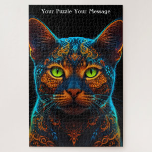 Neon Mandala Majesty Jigsaw Puzzle