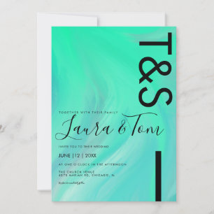 Neon Marble Lime Typography Wedding Inv Invitation
