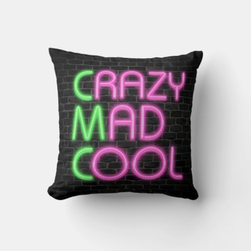 Neon Marquee Lights On Brick  Throw Pillow