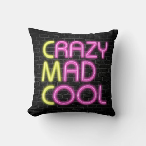 Neon Marquee Lights On Brick Throw Pillow