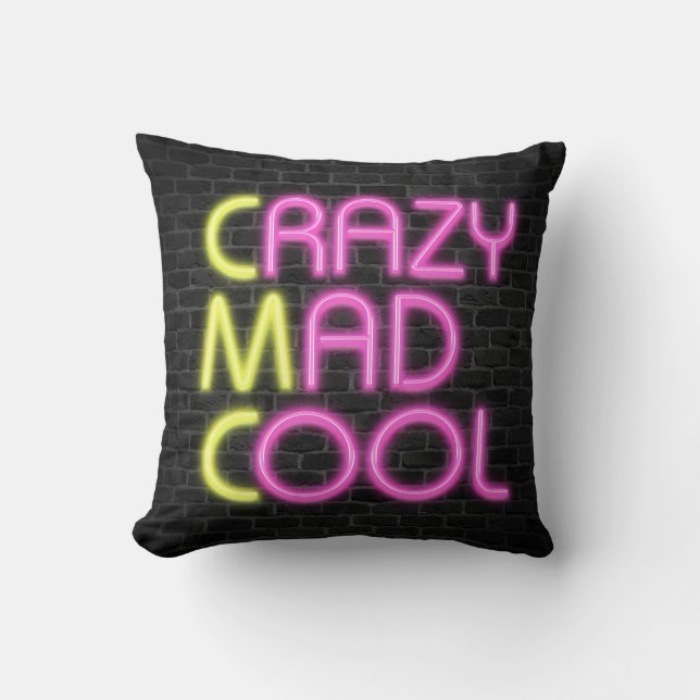 Neon Marquee Lights On Brick Throw Pillow (Front)