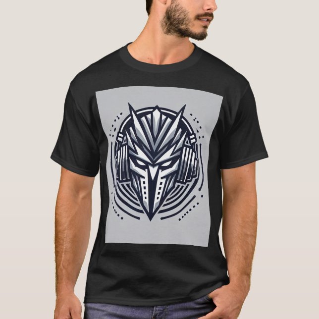 "Neon Mask Vibes: DJ Persona Logo". T-Shirt (Front)