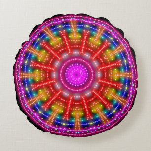 Neon Medallion Round Pillow