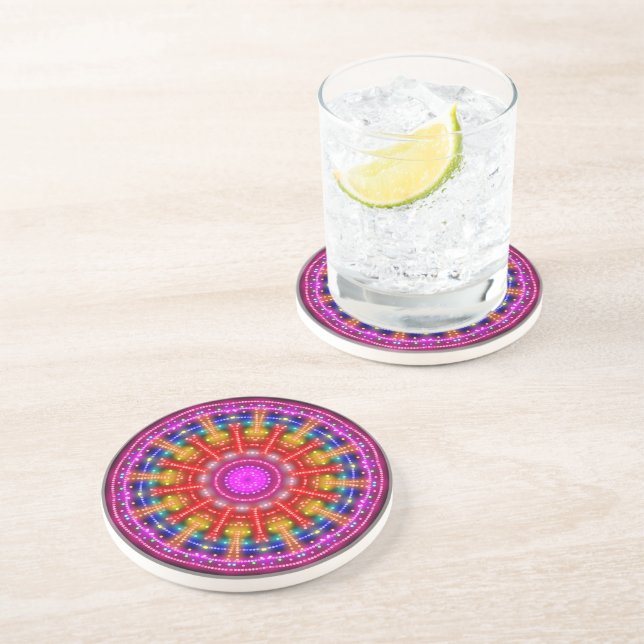 Neon Medallion Sandstone Coaster (Side)