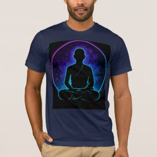 Neon Meditating Monk Spiritual T-Shirt Cosmic Ze