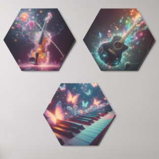 Neon Melody Wood Photo Tile