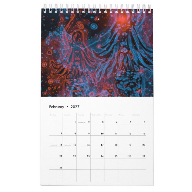 neon mermaid calander calendar (Feb 2027)