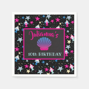 NEON Mermaid Sea Life Fish Starfish Birthday Party Napkins