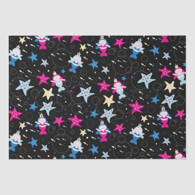 NEON Mermaid Sea Life Fish Starfish Birthday Party Tissue Paper (Front)
