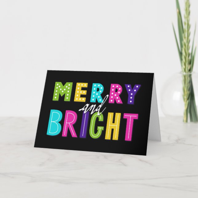 Neon Merry and Bright Holiday Card (Front)