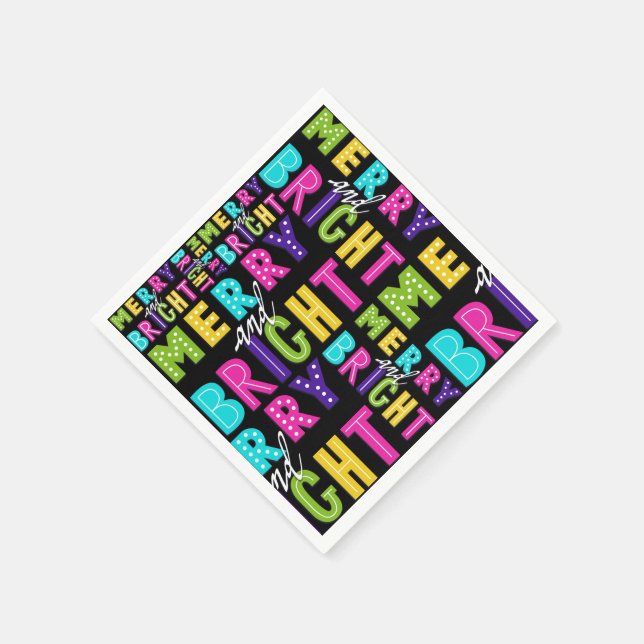 Neon Merry and Bright Napkins (Corner)