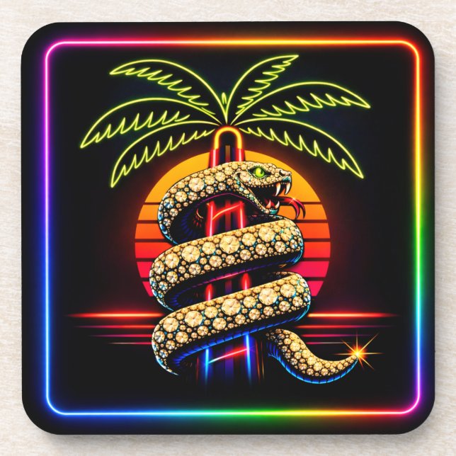 Neon Miami Nights Diamond opulence Luxury  Beverage Coaster (Front)