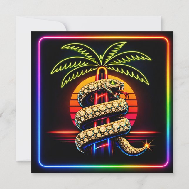 Neon Miami Nights Diamond opulence Luxury  Invitation (Front)