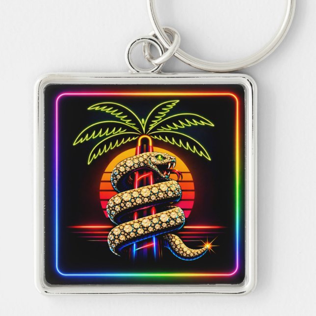 Neon Miami Nights Diamond opulence Luxury  Keychain (Front)